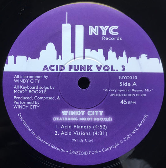 Windy City (4) , Featuring Moot Booxlé Acid Funk, Vol. 3 NYC Records (6) 12", EP, Ltd Mint (M) Generic