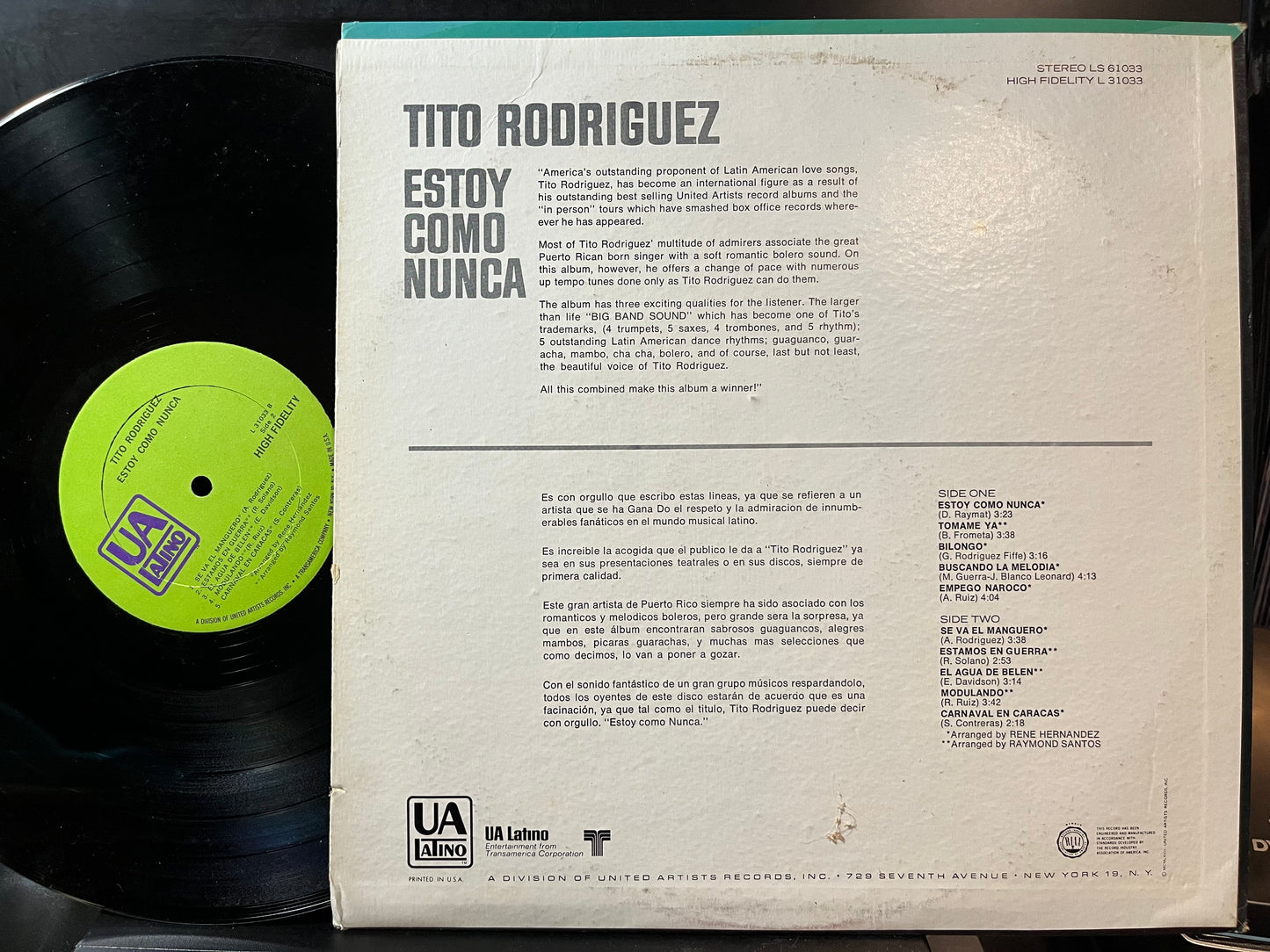 Tito Rodriguez - Estoy Como Nunca (VINYL LP) | Near Mint (NM or M-) Excellent (EX) - WORLD/LATIN / USED *NEAR MINT*
