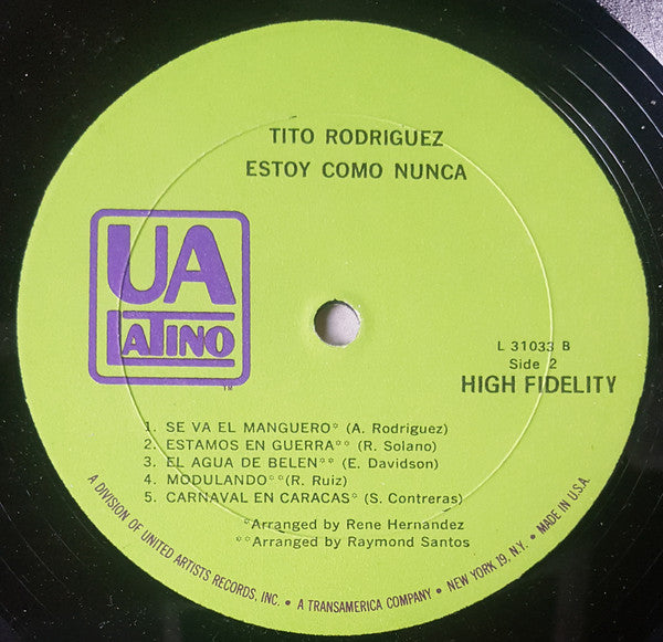 Tito Rodriguez - Estoy Como Nunca (VINYL LP) | Near Mint (NM or M-) Excellent (EX) - WORLD/LATIN / USED *NEAR MINT*