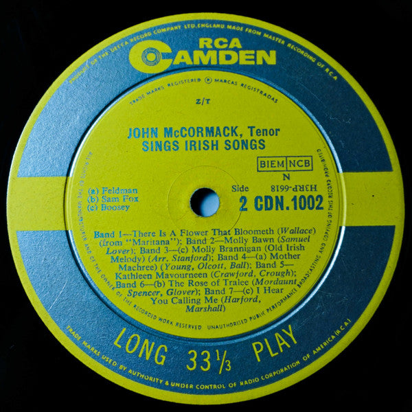 John McCormack (2) - John McCormack Sings Irish Songs | Excellent (EX) Very Good Plus (VG+) - WORLD / USED *EXCELLENT+*