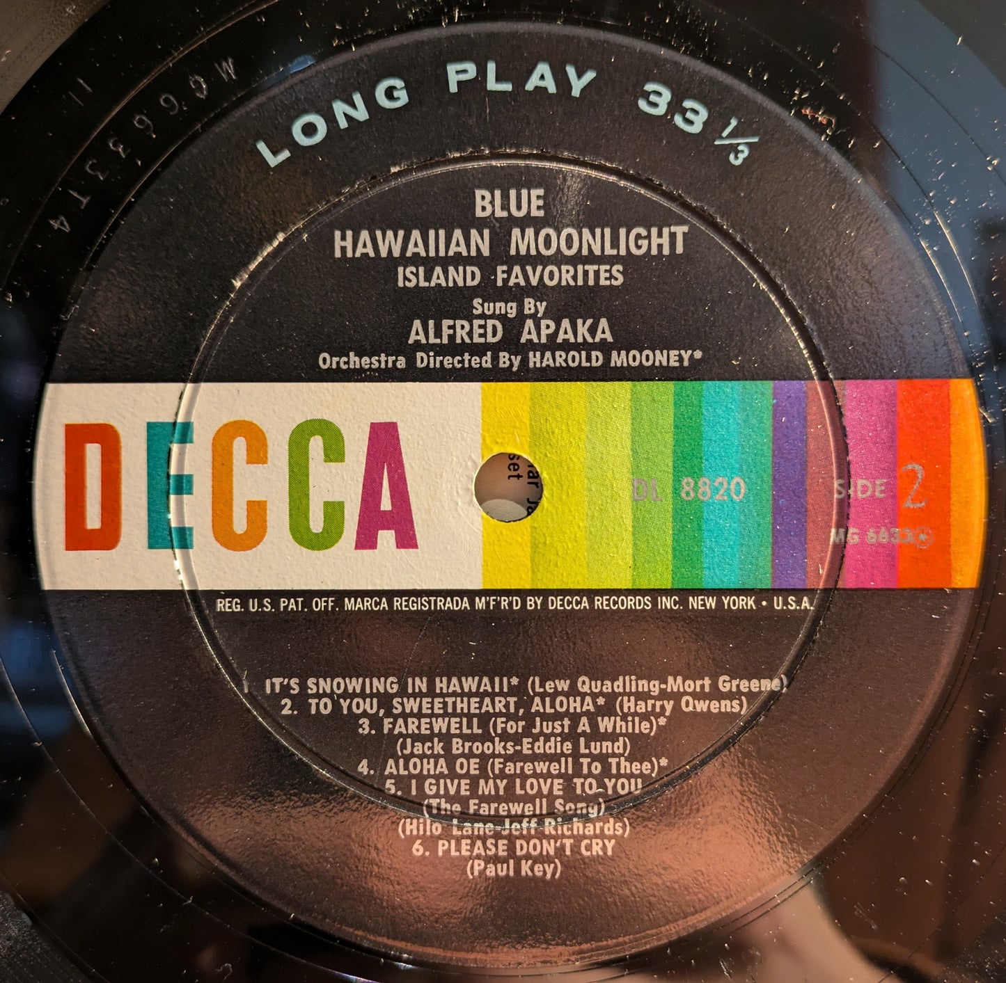 Alfred Apaka - Blue Hawaiian Moonlight Island Favorites | Very Good Plus (VG+) Excellent (EX) - WORLD / USED *VERY GOOD+*