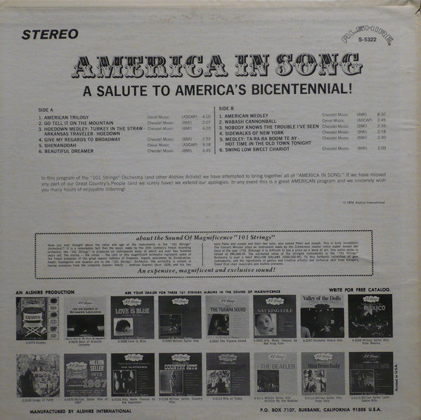 101 strings America In Song Alshire LP Near Mint (NM or M-) Near Mint (NM or M-)