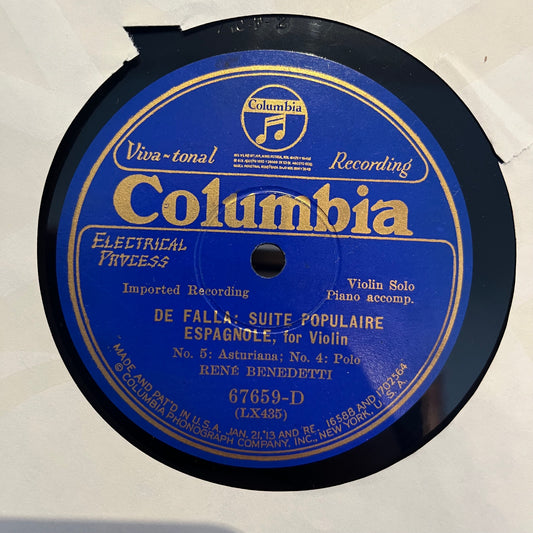 Rene Benedetti - De Falla : Suite Populaire Espagnole | Near Mint (NM) Generic - 78