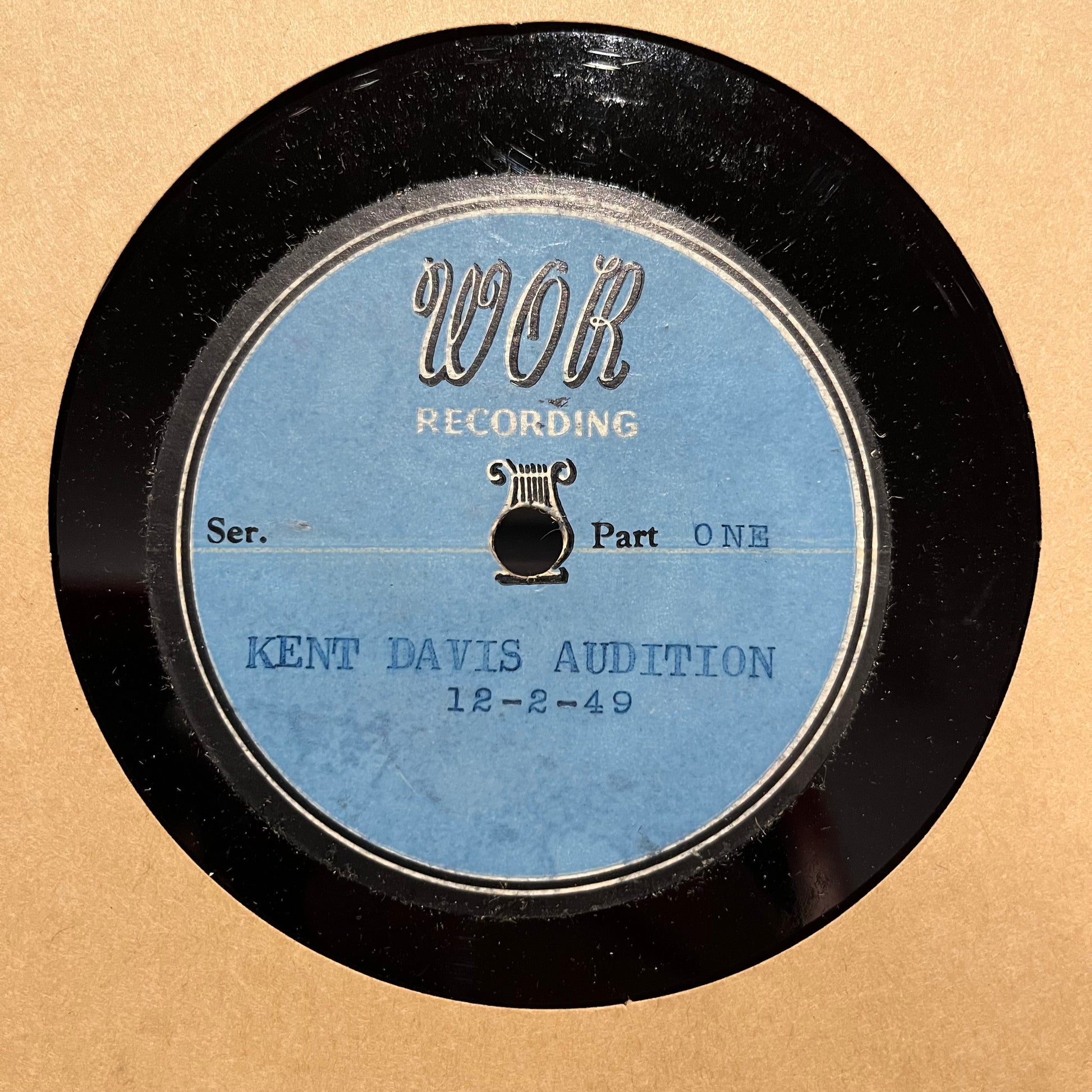 WOR RECORDING - KENT DAVIS AUDITION 12-2-49 | Excellent (EX) Excellent (EX) - 78RPM