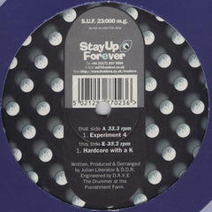 A+E Dept Experiment 4 / Hardcore With A K Stay Up Forever 12" Very Good (VG) Good Plus (G+)