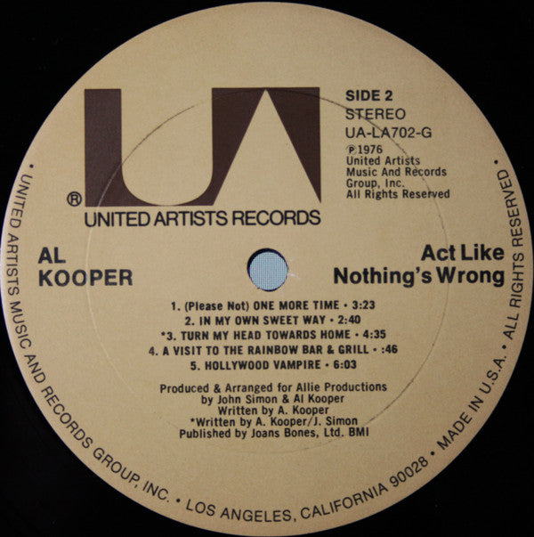 Act Like Nothing's Wrong | Near Mint (NM) Very Good Plus (VG+) - ROCK / USED *NEAR MINT*