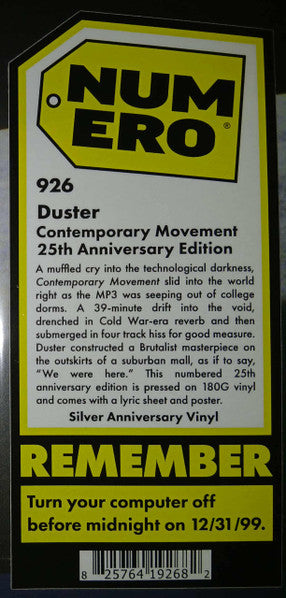 Duster (2) - Contemporary Movement (25TH ANN NUMBERED LTD EDT VINYL LP) | NEW - ALT/INDIE *SEALED*