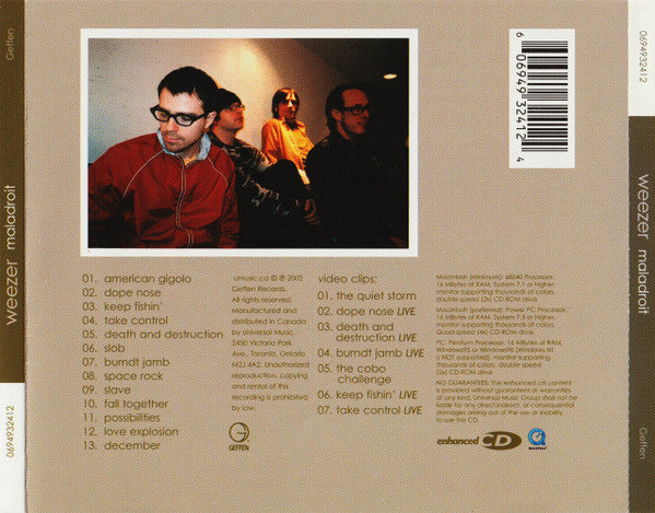 Weezer - Maladroit (CD CANADA) | Excellent+ (EX+) Excellent+ (EX+) - ALT/INDIE / USED *EXCELLENT+*