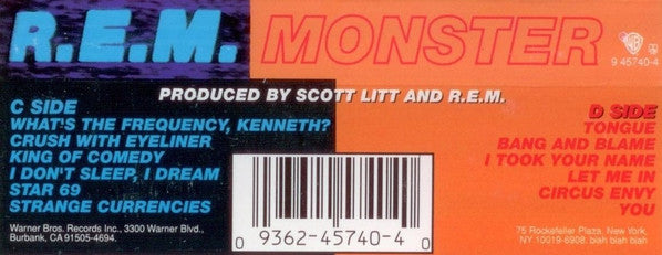 R.E.M. - Monster *CASSETTE* | Near Mint (NM) Near Mint (NM) - ALT/INDIE / USED *NEAR MINT*
