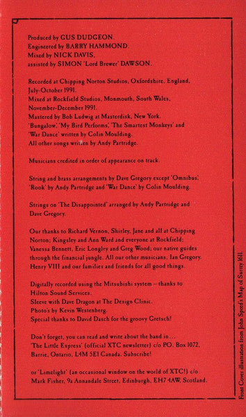XTC - Nonsuch *CASSETTE* | Near Mint (NM) Near Mint (NM) - ALT/INDIE / USED *NEAR MINT*