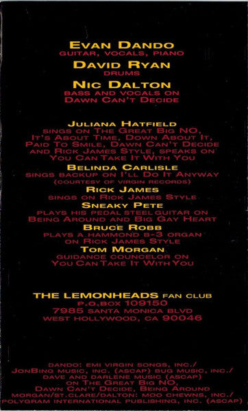 The Lemonheads - Come On Feel The Lemonheads *CASSETTE* | Near Mint (NM) Near Mint (NM) - ALT/INDIE / USED *NEAR MINT*
