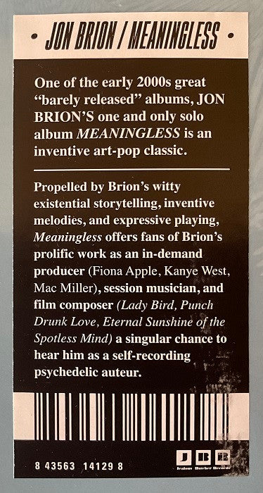 Jon Brion - Meaningless | Mint (M) Mint (M) - ALT/INDIE