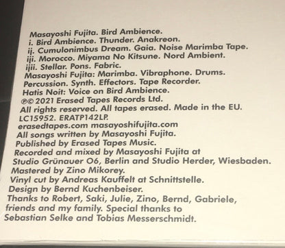 Masayoshi Fujita - Bird Ambience | Mint (M) Mint (M) - AMBIENT