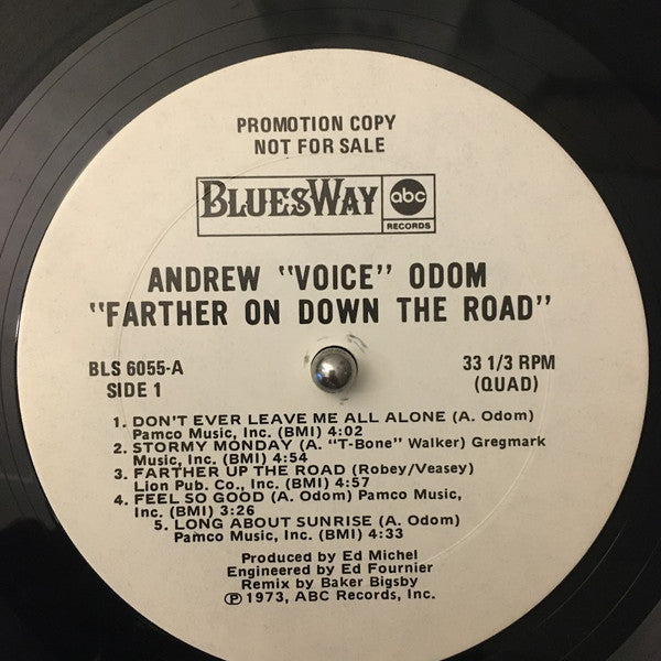 Andrew Odom Farther On Down The Road Bluesway LP, Album, Promo Very Good Plus (VG+) Very Good (VG)