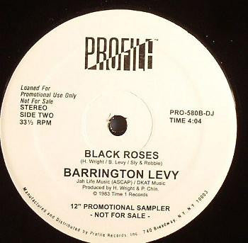 Barrington Levy The Vibes Is Right / Black Roses Profile Records 12", Promo, Unofficial Mint (M) Generic