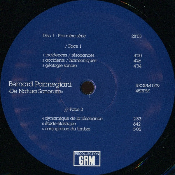 Bernard Parmegiani De Natura Sonorum Recollection GRM, Editions Mego 2xLP, RE Mint (M) Mint (M)