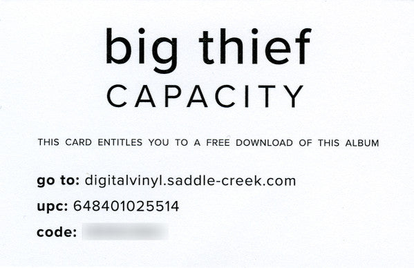 Big Thief Capacity Saddle Creek LP, Album Mint (M) Mint (M)