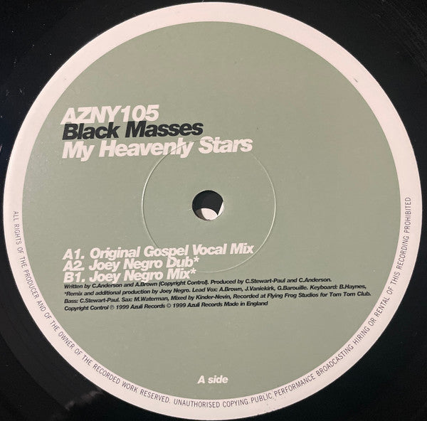 Black Masses My Heavenly Stars Azuli Records, Tom-Tom Club 12" Very Good Plus (VG+) Near Mint (NM or M-)