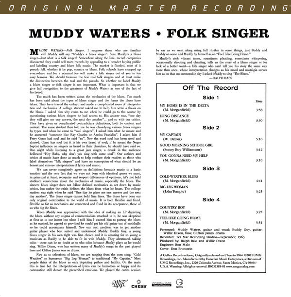 Muddy Waters Folk Singer Mobile Fidelity Sound Lab, Universal Music Special Markets, Geffen Records, Chess 2x12", Album, RE, RM, 180 + Box, Ltd, Num Mint (M) Mint (M)