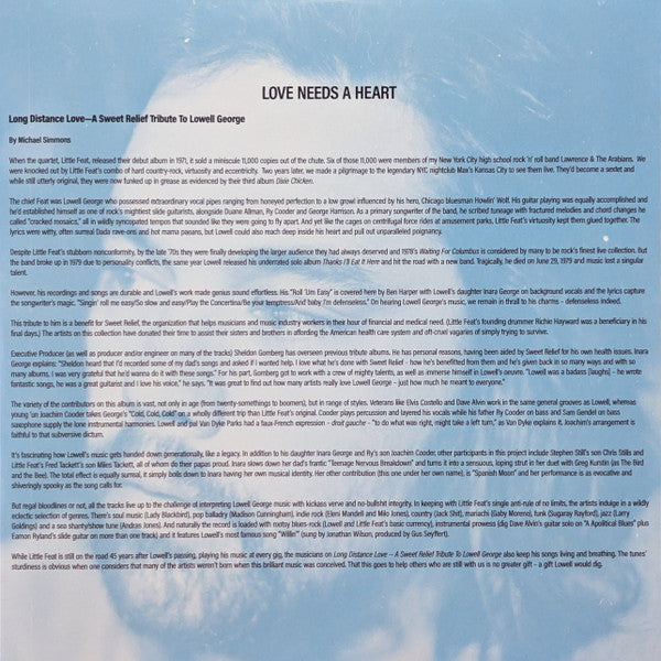 Various - Long Distance Love (A Sweet Relief Tribute To Lowell George) (WHITE VINYL) | Mint (M) Mint (M) - BLUES *NEW/COLOR*