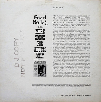 Pearl Bailey - More Songs For Adults Only | Excellent (EX) Very Good Plus (VG+) - BLUES / USED *EXCELLENT+*