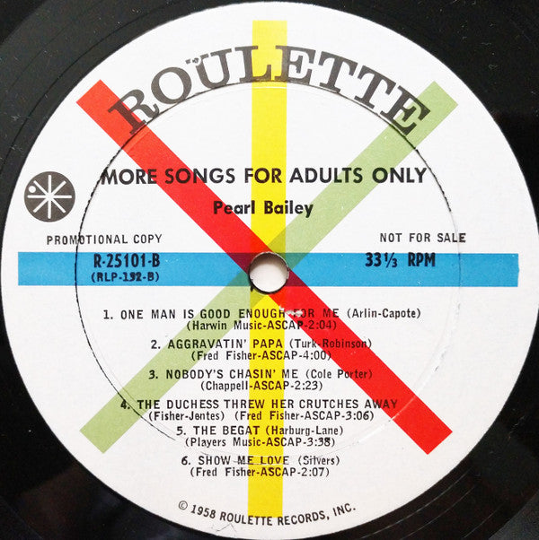 Pearl Bailey - More Songs For Adults Only | Excellent (EX) Very Good Plus (VG+) - BLUES / USED *EXCELLENT+*