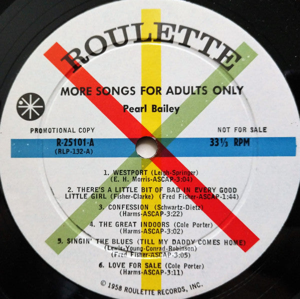 Pearl Bailey - More Songs For Adults Only | Excellent (EX) Very Good Plus (VG+) - BLUES / USED *EXCELLENT+*