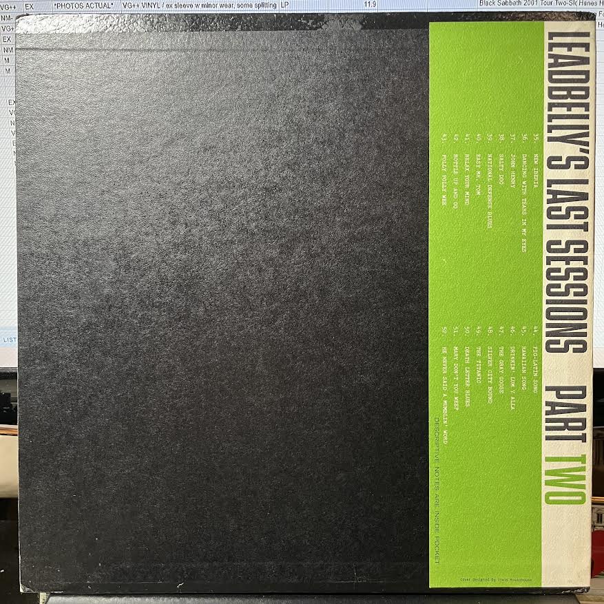 Leadbelly's Last Sessions Part Two (VINYL) | Excellent (EX) Near Mint (NM) - BLUES / USED *EXCELLENT*