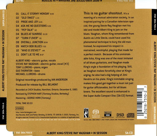 Albert King With Stevie Ray Vaughan - In Session (SACD) | USED - BLUES / USED *NEAR MINT*