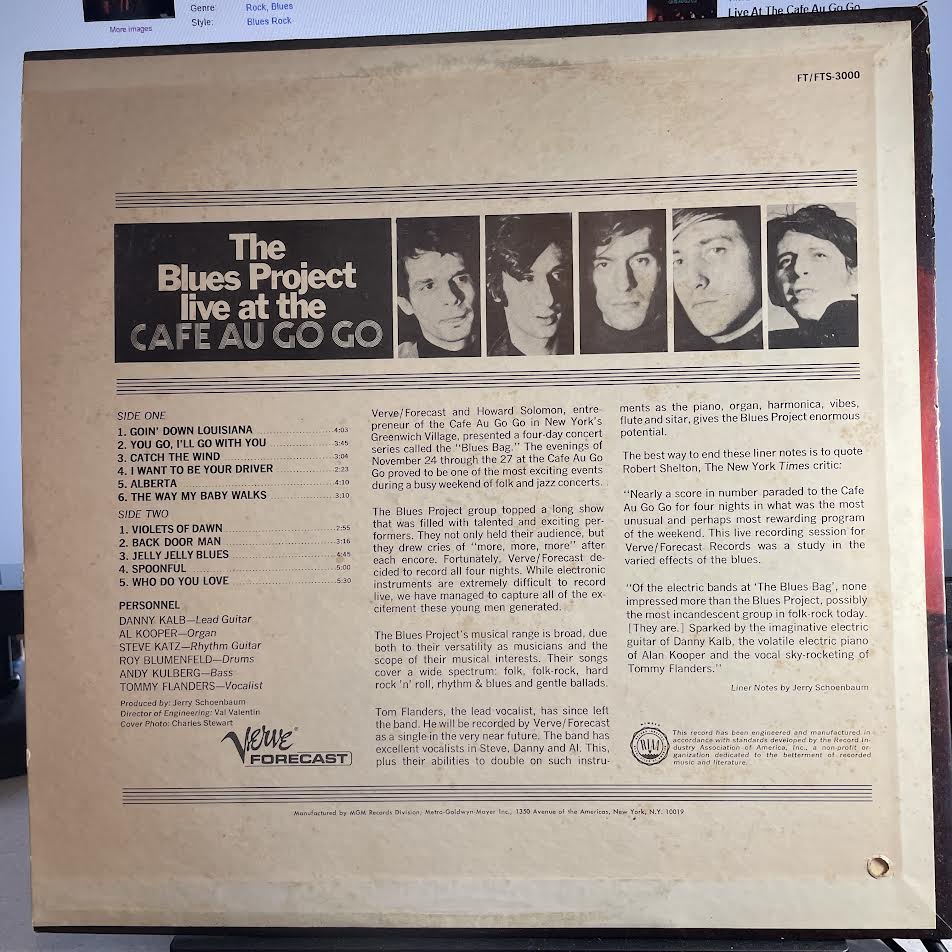 The Blues Project - Live At The Cafe Au Go Go (VINYL) | Near Mint (NM) Very Good Plus (VG+) - BLUES / USED *NEAR MINT*