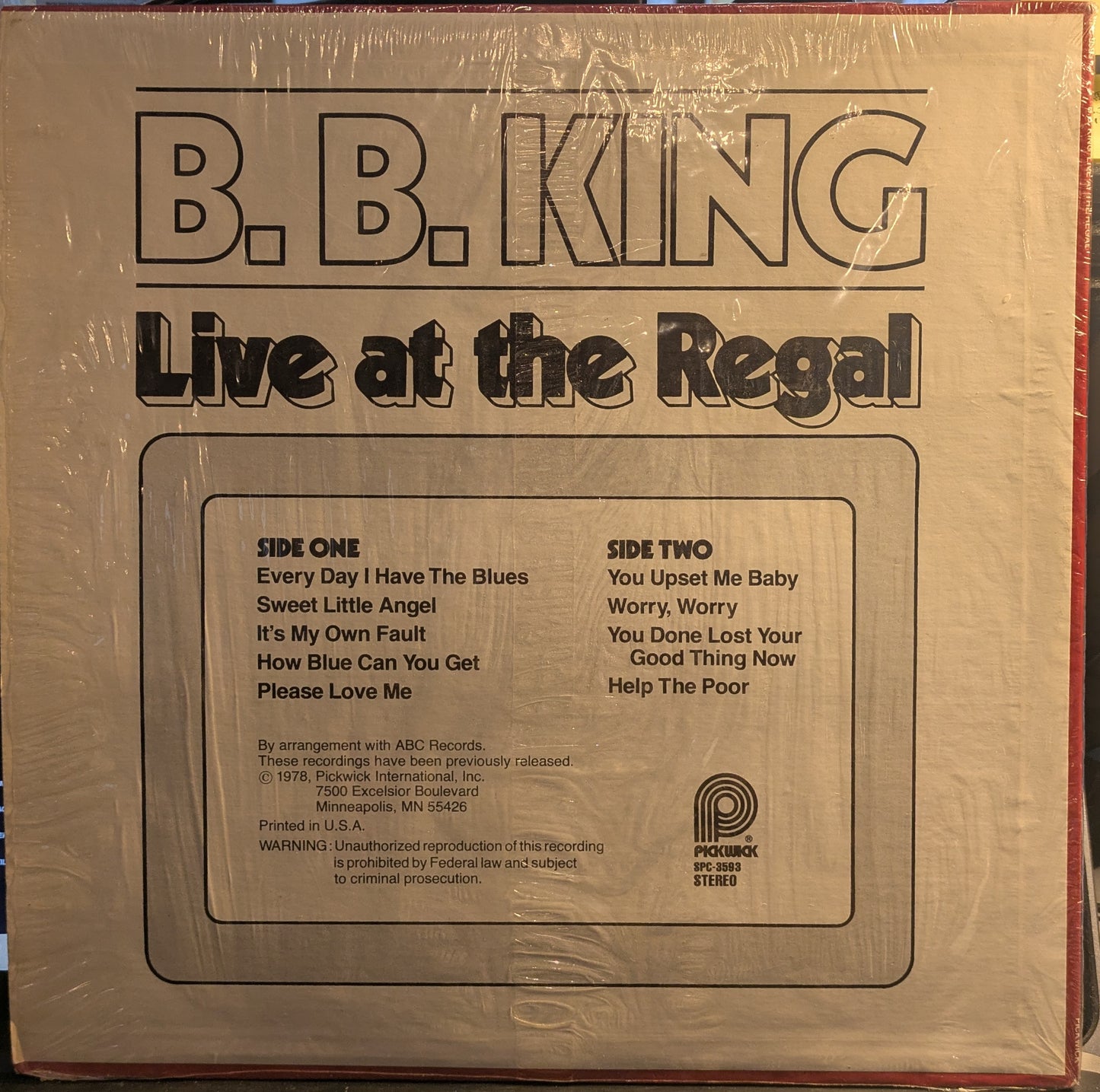 Live At The Regal (VINYL) | Very Good Plus (VG+) Near Mint (NM) - BLUES / USED *VERY GOOD++*