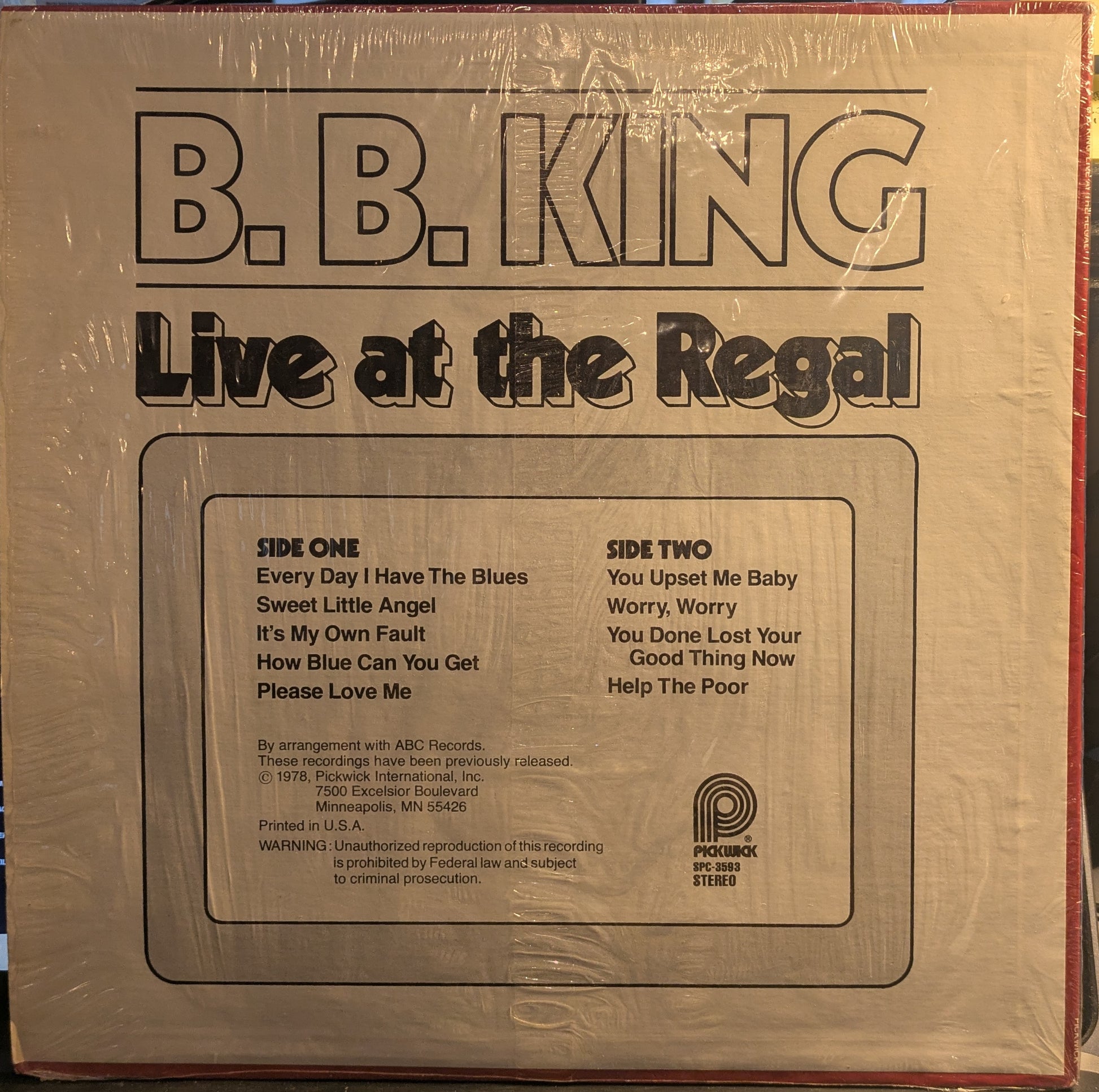Live At The Regal (VINYL) | Very Good Plus (VG+) Near Mint (NM) - BLUES / USED *VERY GOOD++*