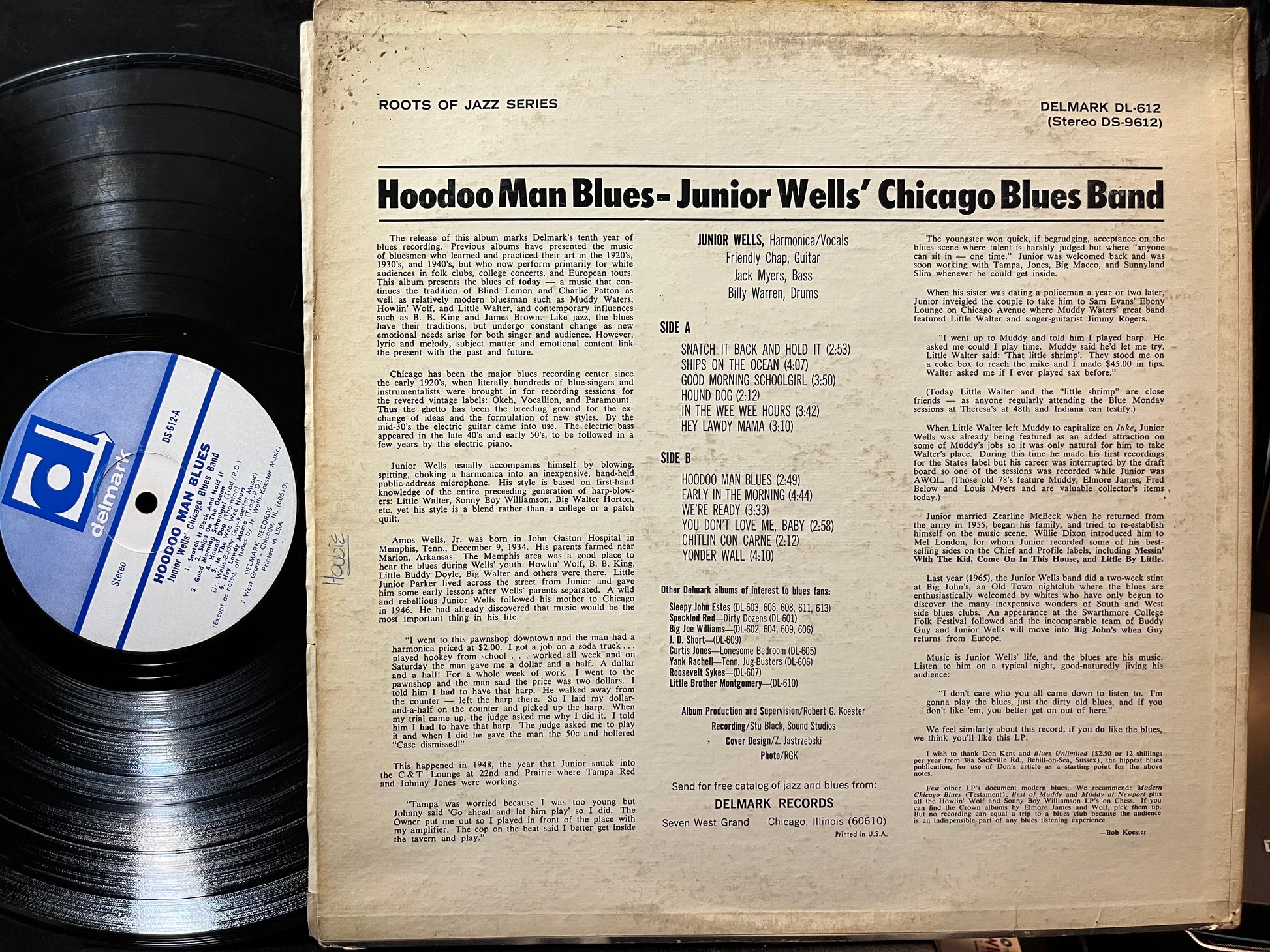 Junior Wells' Chicago Blues Band - Hoodoo Man Blues (VINYL LP Delmark Records DS-9612 1966) | USED Very Good (VG) Very Good (VG) - BLUES / USED *VERY GOOD*