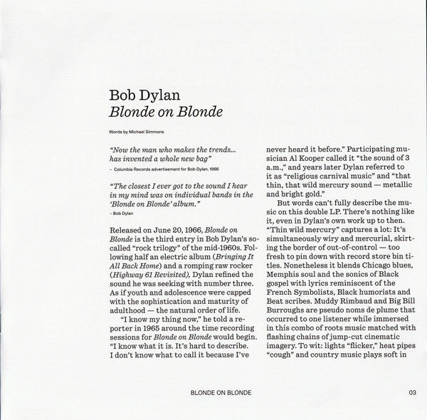 Blonde On Blonde (VMP | CLEAR BLONDE VINYL) | Mint (M) Mint (M)