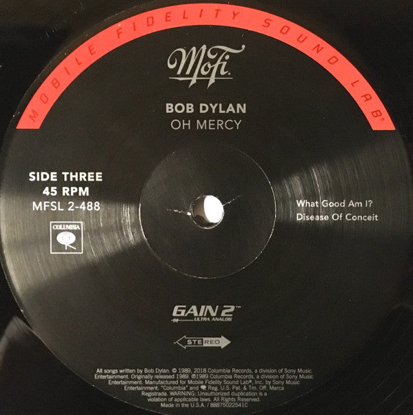 Bob Dylan Oh Mercy Mobile Fidelity Sound Lab, Columbia 2x12", Album, Ltd, Num, RE, RM, 180 Mint (M) Mint (M)
