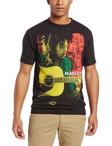 Zion Rootswear Men'S Bob Marley Colored Pose T-Shirt, Black, Large |