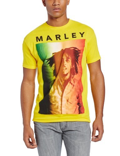 Zion Rootswear Men'S Bob Marley Original T-Shirt, Yellow, Large |