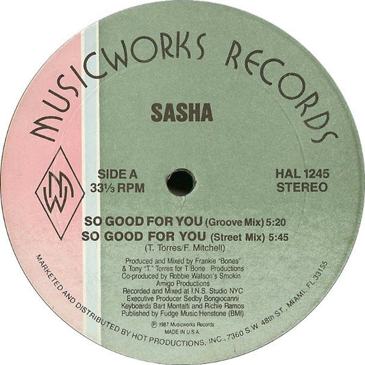 Sasha (3) So Good For You 12" Excellent (EX) Excellent (EX)
