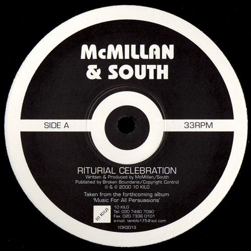 McMillan & South - Riturial Celebration (VINYL 12" 10 KILO 10KG013 2000) | USED Near Mint- (NM-) Generic - BREAKS / USED *NEAR MINT-*