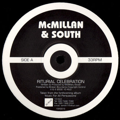McMillan & South - Riturial Celebration (VINYL 12" 10 KILO 10KG013 2000) | USED Near Mint- (NM-) Generic - BREAKS / USED *NEAR MINT-*