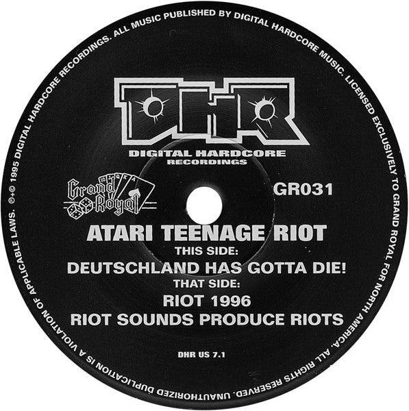 Atari Teenage Riot - Deutschland Has Gotta Die! / Riot 1996 (7") | Near Mint (NM) Near Mint (NM) - BREAKS / USED *NEAR MINT*