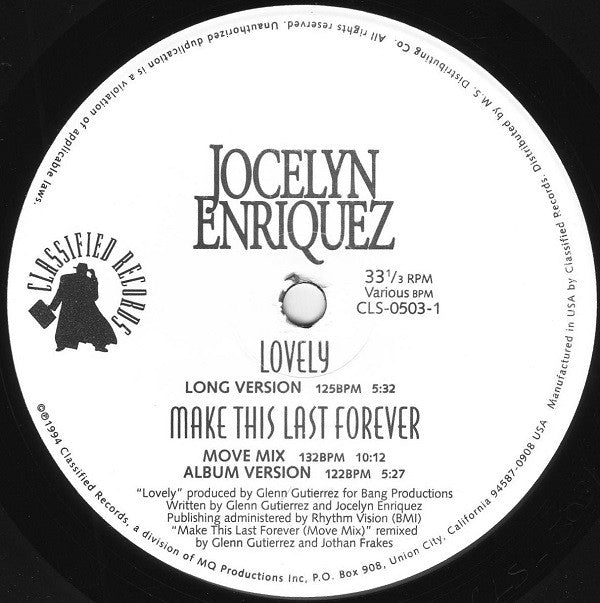 Jocelyn Enriquez Make This Last Forever 12" Near Mint (NM or M-) Generic