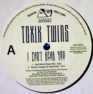 Toxik Twins I Can't Hear You 12" Very Good Plus (VG+) Generic