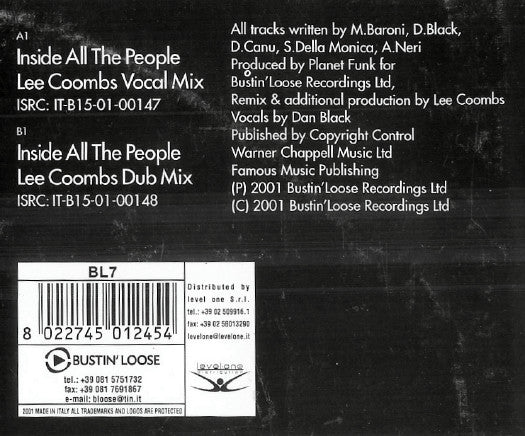 Planet Funk - Inside All The People (Lee Coombs Remixes)(VINYL 12" BUSTIN' LOOSE BL7 2001) | USED Very Good Plus Plus (VG++) Very Good Plus Plus (VG++) - BREAKS / USED *VERY GOOD++*
