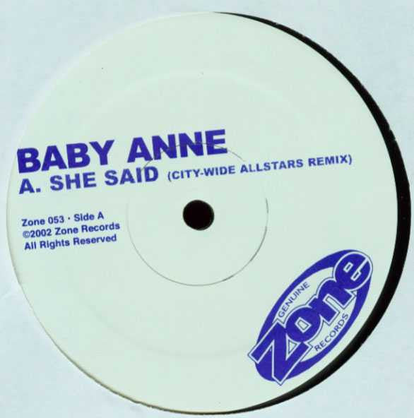DJ Baby Anne - She Said (City-Wide Allstars Remix) / Transmitter: On | Very Good Plus (VG+) Generic - BREAKS / USED *VERY GOOD+*