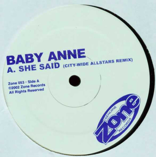 DJ Baby Anne - She Said (City-Wide Allstars Remix) / Transmitter: On | Very Good Plus (VG+) Generic - BREAKS / USED *VERY GOOD+*