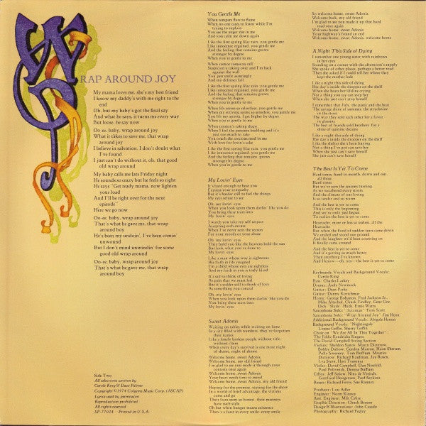 Carole King Wrap Around Joy Ode Records (2) LP, Album, Ter Very Good (VG) Very Good Plus (VG+)