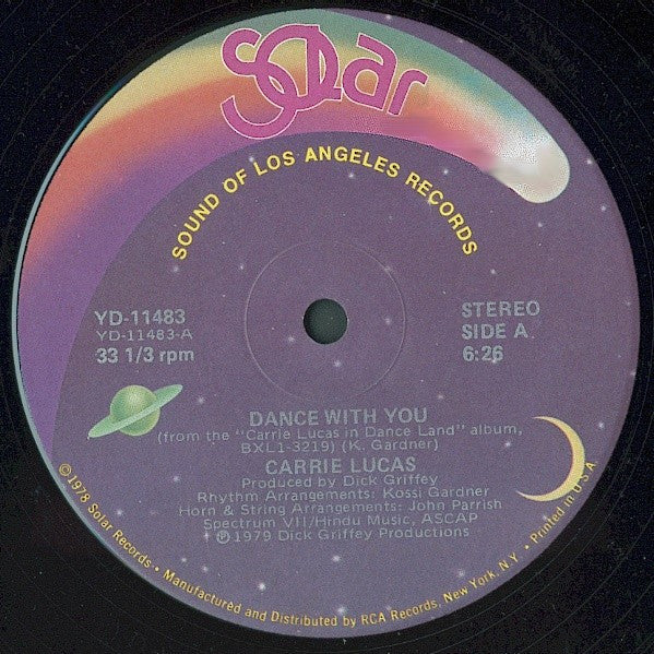 Carrie Lucas Dance With You Solar 12", Single Near Mint (NM or M-) Near Mint (NM or M-)