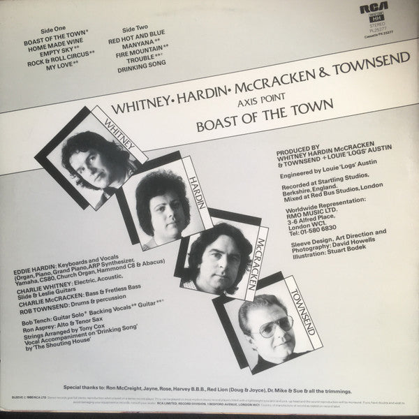 Charlie Whitney ∙ Eddie Hardin ∙ Charlie McCracken Boast Of The Town RCA, RCA LP, Album Near Mint (NM or M-) Near Mint (NM or M-)