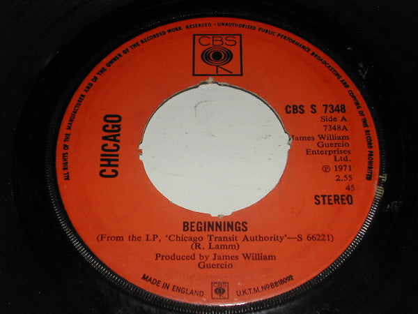 Beginnings / Colour My World | Very Good (VG) Very Good Plus (VG+)